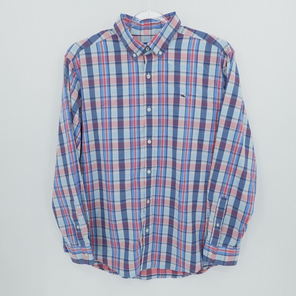 Vineyard Vines Shirt Mens XL Blue Plaid Shep Ian Whale Shirt‎ Lightweight